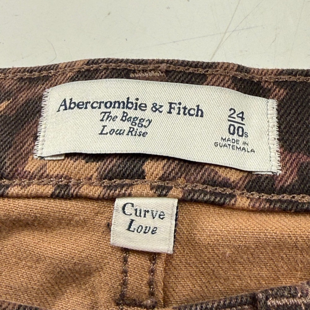 Abercrombie & Fitch Baggy Leopard Print Jeans Curve Love Womens 24 Short  NEW - Picture 5 of 10